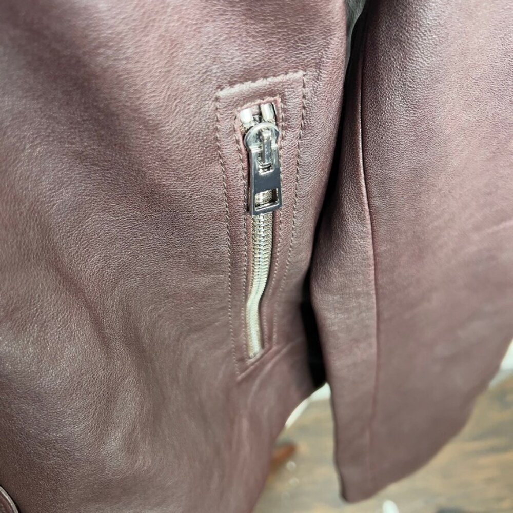Madewell $625 Sherpa-Collar Asymmetric Zip-Front Jacket in Leather Size S NS382 - Picture 5 of 14